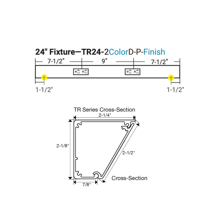 Task Lighting TR24 24" Duplex Receptacle Angle Power Strip
