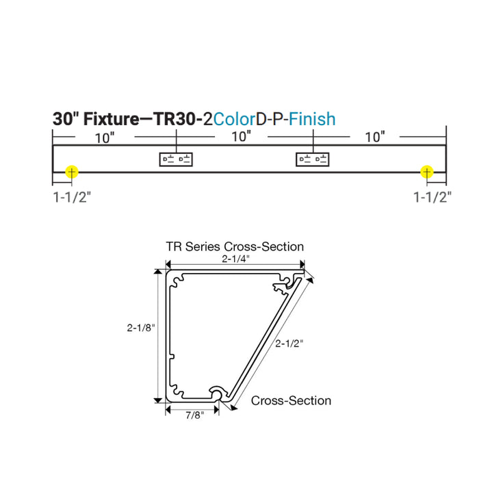 Task Lighting TR30 30" Duplex Receptacle Angle Power Strip