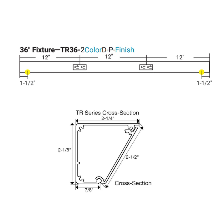 Task Lighting TR36 36" Duplex Receptacle Angle Power Strip