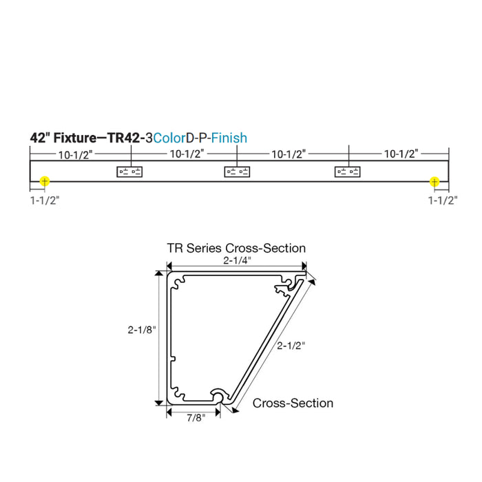 Task Lighting TR42 42" Duplex Receptacle Angle Power Strip