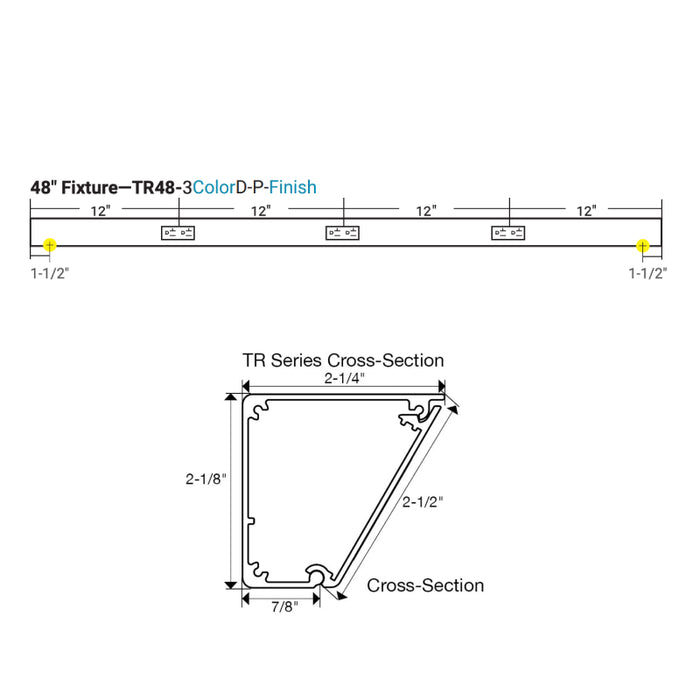 Task Lighting TR48 48" Duplex Receptacle Angle Power Strip