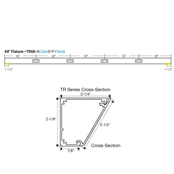 Task Lighting TR60 60" Duplex Receptacle Angle Power Strip