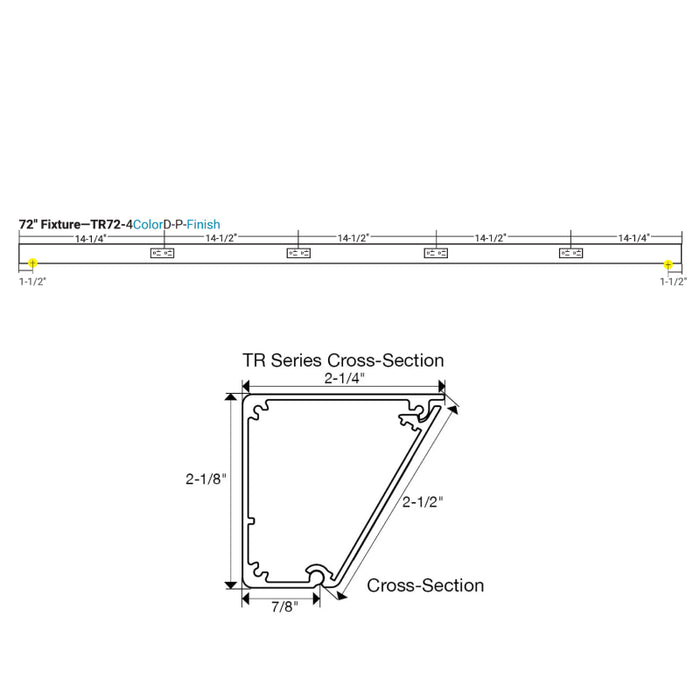 Task Lighting TR72 72" Duplex Receptacle Angle Power Strip
