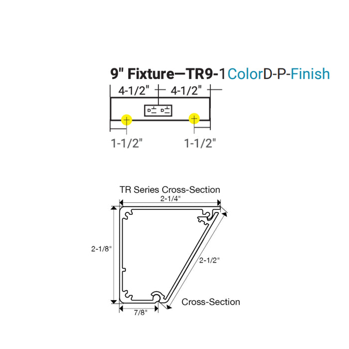 Task Lighting TR9 9" Duplex Receptacle Angle Power Strip