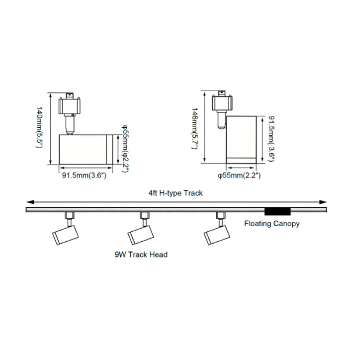 Westgate TRK39 48" 3-Light H-Type LED Track Kit, 5CCT Selectable