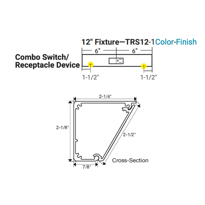 Task Lighting TRS12 12" Duplex Angle Power Strip, Combo Switch/Receptacle