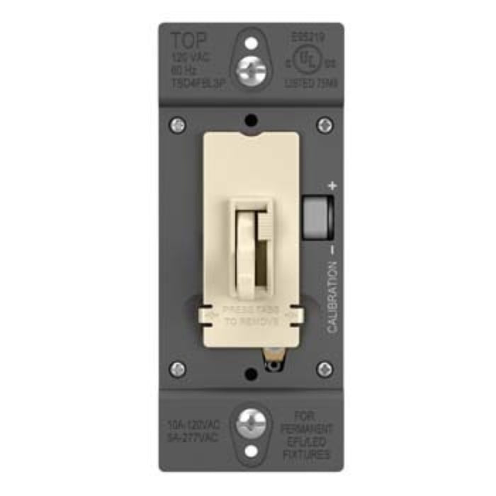 Wattstopper TSD4FBL3P TradeMaster 0-10V Fluorescent/LED Single Pole/3-Way Toggle Slide Dimmer, Preset