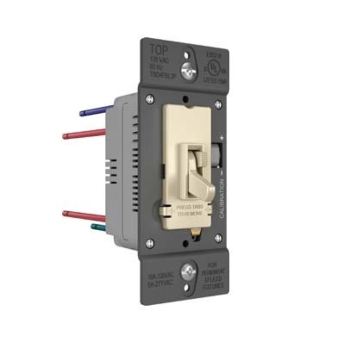 Wattstopper TSD4FBL3P TradeMaster 0-10V Fluorescent/LED Single Pole/3-Way Toggle Slide Dimmer, Preset - Light Almond