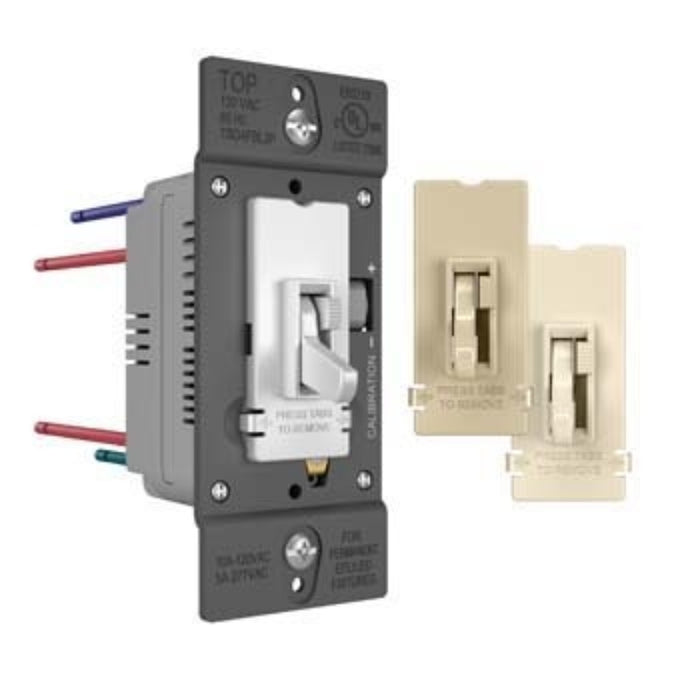 Wattstopper TSD4FBL3P TradeMaster 0-10V Fluorescent/LED Single Pole/3-Way Toggle Slide Dimmer, Preset - Tri Color