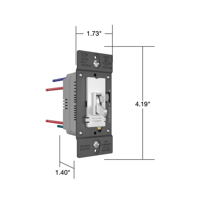 Wattstopper TSD4FBL3P TradeMaster 0-10V Fluorescent/LED Single Pole/3-Way Toggle Slide Dimmer, Preset