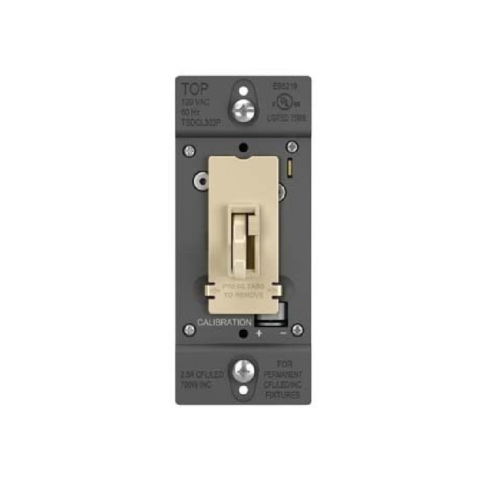 Wattstopper TSDCL303 TradeMaster LED/CFL/Incandescent Single Pole/3-Way Toggle Slide Dimmer, Preset