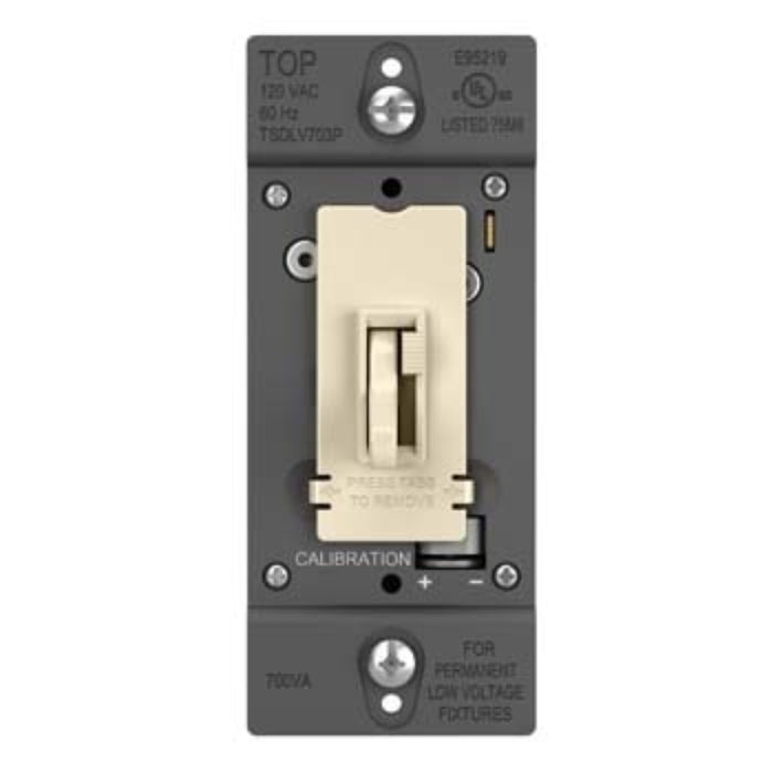 Wattstopper TSDLV703P TradeMaster Toggle Slide Dimmer Low Voltage Single Pole/3-Way, 700VA