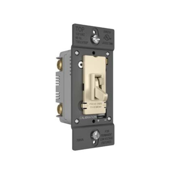 Wattstopper TSDLV703P TradeMaster Toggle Slide Dimmer Low Voltage Single Pole/3-Way, 700VA - Light Almond