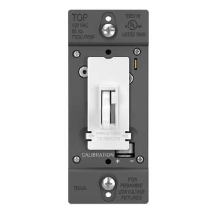 Wattstopper TSDLV703P TradeMaster Toggle Slide Dimmer Low Voltage Single Pole/3-Way, 700VA