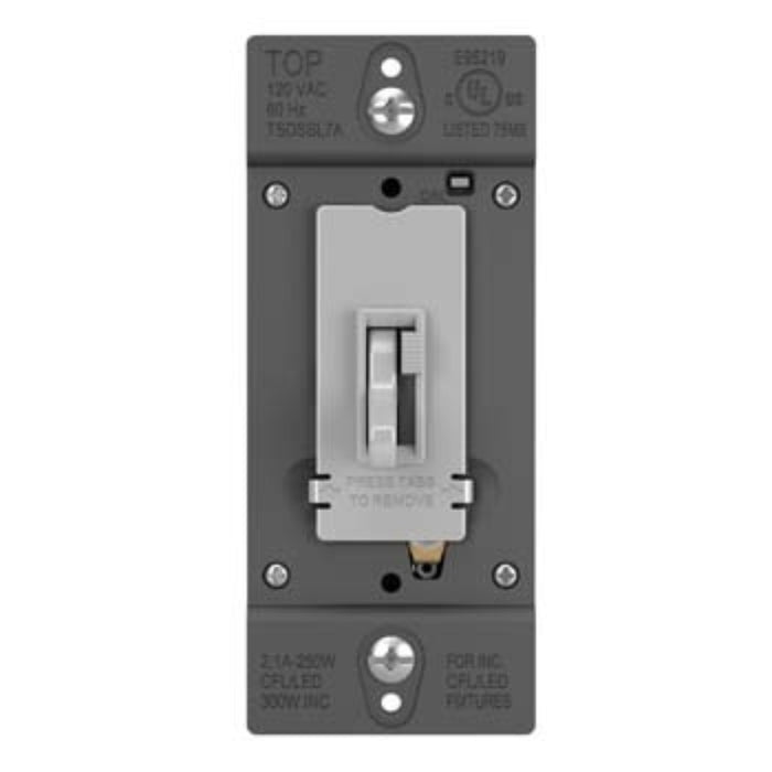 Wattstopper TSDSSL7AP TradeMaster SSL7A-Compliant LED/CFL/Incandescent Single Pole/3-Way Toggle Slide Dimmer
