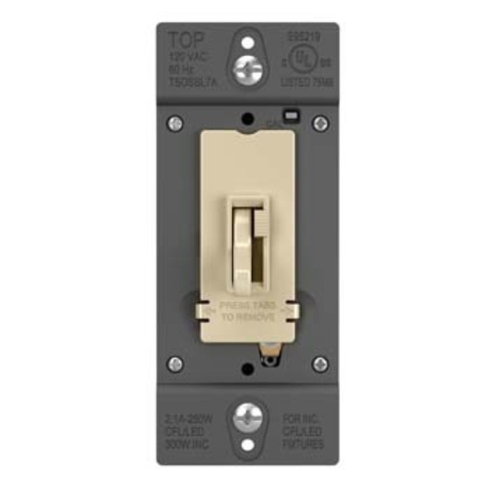 Wattstopper TSDSSL7AP TradeMaster SSL7A-Compliant LED/CFL/Incandescent Single Pole/3-Way Toggle Slide Dimmer
