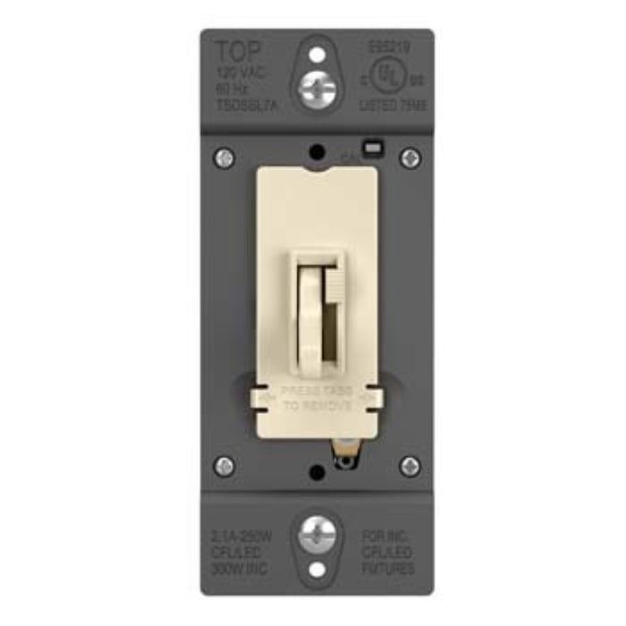 Wattstopper TSDSSL7AP TradeMaster SSL7A-Compliant LED/CFL/Incandescent Single Pole/3-Way Toggle Slide Dimmer