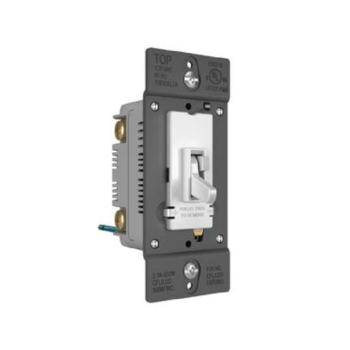 Wattstopper TSDSSL7AP TradeMaster SSL7A-Compliant LED/CFL/Incandescent Single Pole/3-Way Toggle Slide Dimmer - White