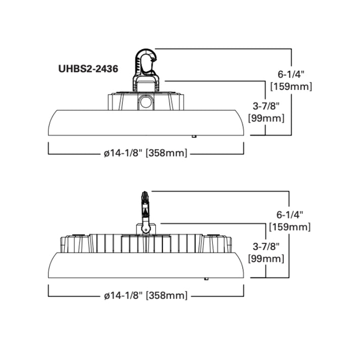 Metalux UHBS2-2436-MV-L8C5-U 150W/200W/240W, 14" LED Round High Bay, 5CCT & 3 Lumens Select, 120-347V
