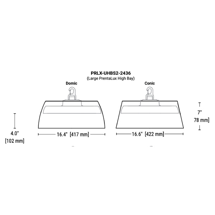 Prentalux PRLX-UHBS2 Decorative High Bay, Up to 36000 lm, 5CCT Selectable, 120-347V, Dome Shape, No Cap