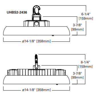 Metalux UHBS2-2436-MV-L8C5-U LED Round High Bay 150/200/240W, Selectable CCT/ Lumen/ Optical Distribution, 120-347V