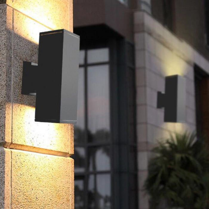 Sarin UPD 72W 12" Tall LED Outdoor Square Up/Down Wall Sconce, RGB