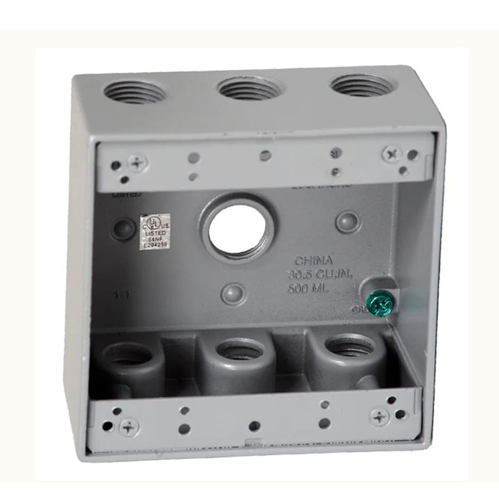 Westgate W2B50-7X Two-Gang Weatherproof Box, 1/2" Trade, 7 Outlet Holes