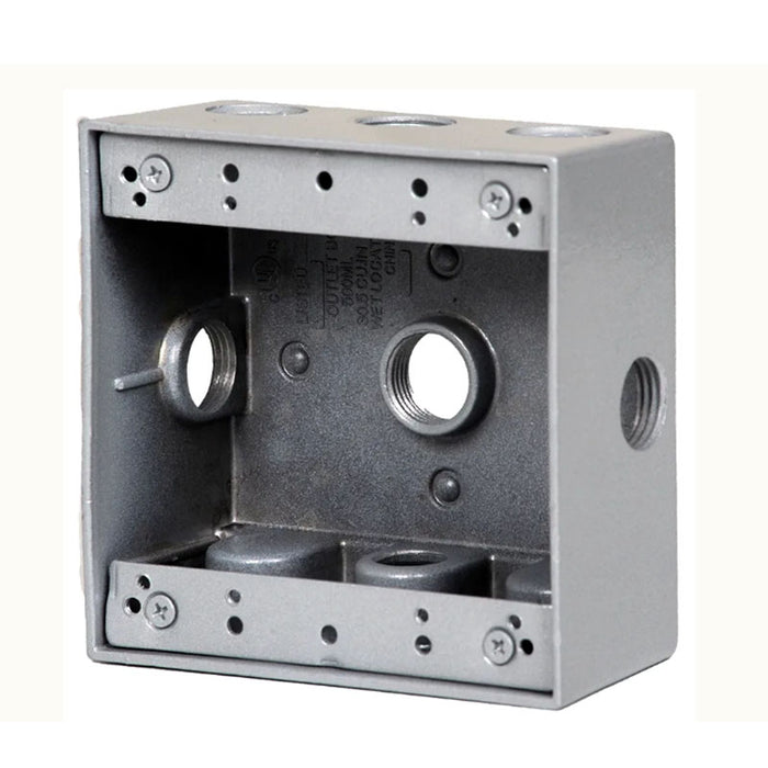 Westgate W2B75-5X Two-Gang Weatherproof Box, 3/4" Trade, 5 Outlet Holes