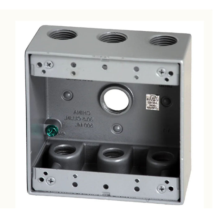 Westgate W2B75-7 Two-Gang Weatherproof Box, 3/4" Trade, 7 Outlet Holes