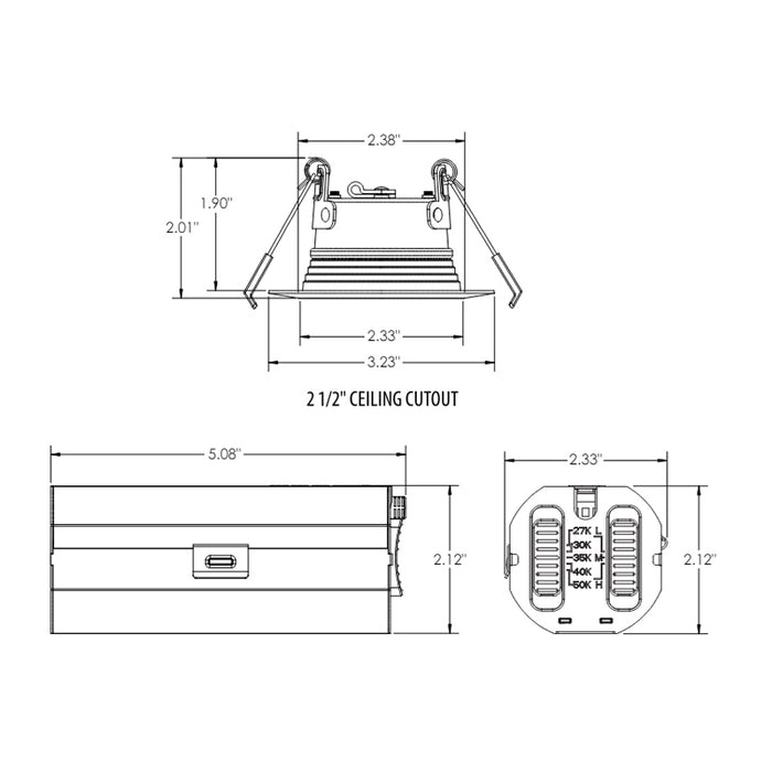 Contractor Select WF2 DREG SM ALO25 SWW5 2" Deep Regressed Smooth LED Downlight, Lumens & CCT Selectable