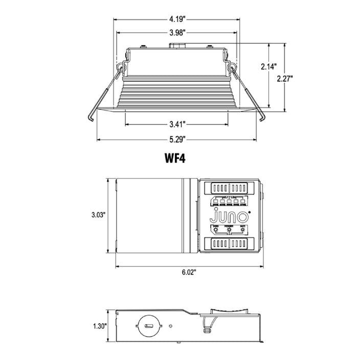 Juno Canless  WF4 4" LED Deep Regressed Smooth Downlight - Lumen and CCT Selectable