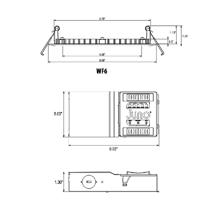 Juno Canless WF6 6" LED Smooth Flat lens -  Lumen and CCT Selectable