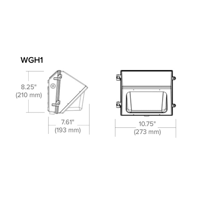 EXO WGH1 20W/30W/40W/50W LED Switchable Glass Refractor Wall Pack with Photocell, 4000K