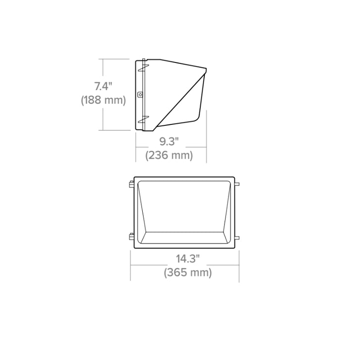 EXO WGH2 30W-70W LED Switchable Glass Refractor Wall Pack, CCT Selectable, 4600-10000 LM, 120-277V