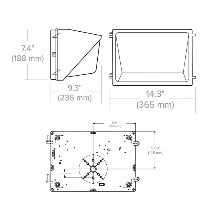 EXO WGH2 30W/40W/50W/60W/70W LED Switchable Glass Refractor Wall Pack, CCT Selectable