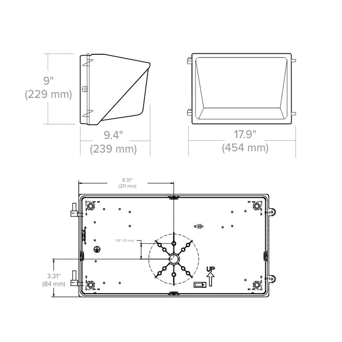 EXO WGH3 80W/90W/100W/110W/120W LED Switchable Glass Refractor Wall Pack, CCT Selectable