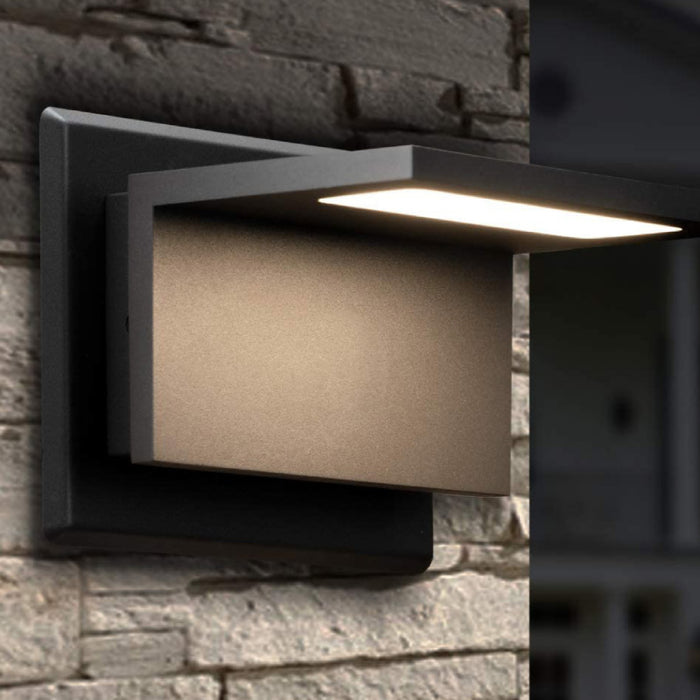 Sarin WL-600 10W 7" LED Outdoor Wall Sconce w/ Photocell, 3000K