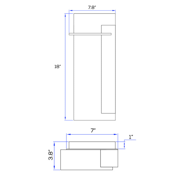 Sarin WL228 Moonlight 15W 18" Tall LED Outdoor Wall Sconce, 3CCT Selectable