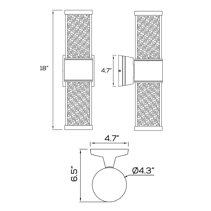 Sarin WL5302 Moonlight 60W 18" Tall Outdoor Wall Sconce