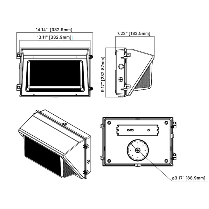 Stonco WP100 70W/80W/90W/100W LED Wall Pack, 3CCT Selectable, Up to 16000 lm, Daylight Sensor, 120-347V