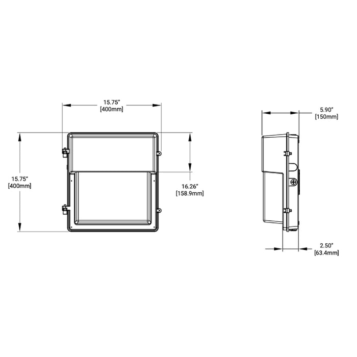 Lumark WPSQ 70W/80W/90W/100W LED Square Wall Pack, 3CCT Selectable, 120-347V