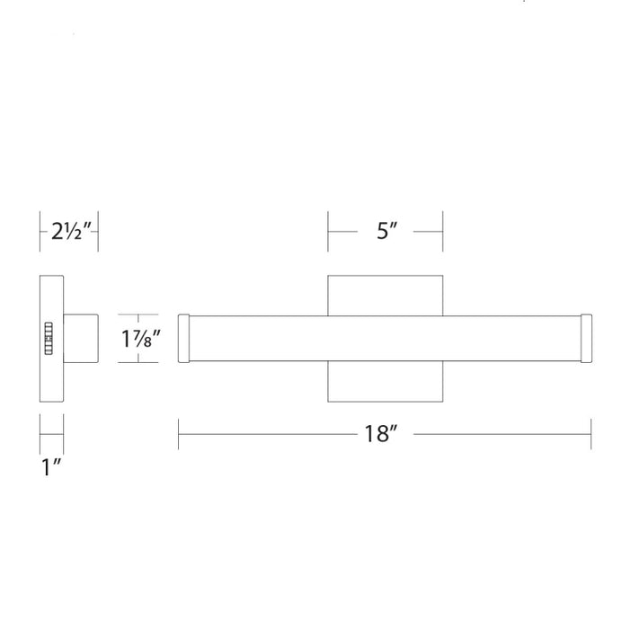 WAC WS-240818 Slim 1-lt 18" LED Vanity Light, CCT Selectable