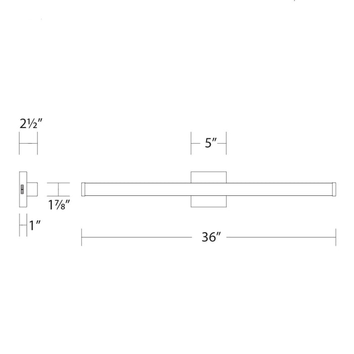 WAC WS-240836 Slim 1-lt 36" LED Vanity Light, CCT Selectable