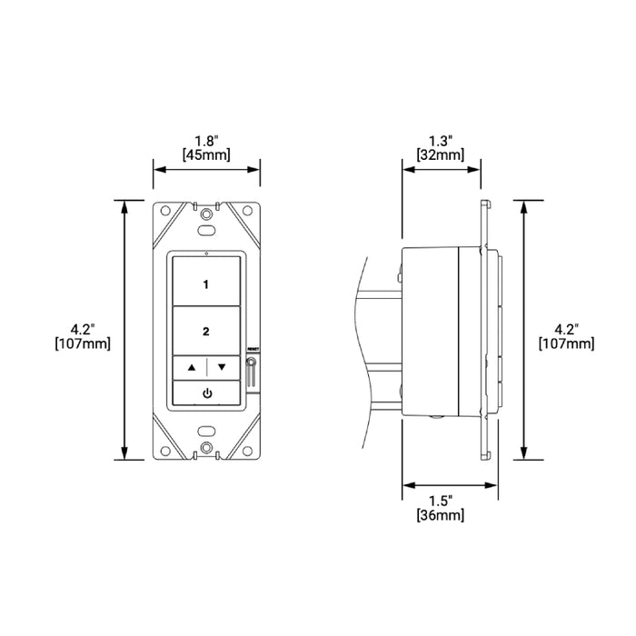 WaveLinx WWBL5-RL LITE Battery-Powered Wallstation, 5 Buttons Raise / Lower