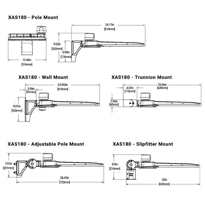 Lumark AP XAS 72W/108W/144W/180W All-Selectable Area Site, 3CCT Selectable, 120-347V