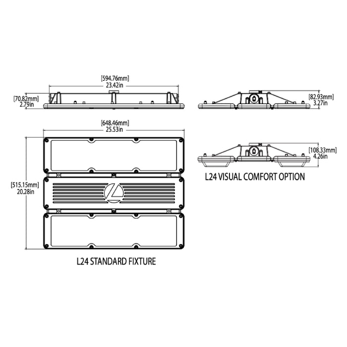 Lithonia XIB 24" 78W LED High Bay, 12000lm, Textured Acrylic, Wide Distribution, 5000K, 347-480V, Occupancy & Daylight Sensor