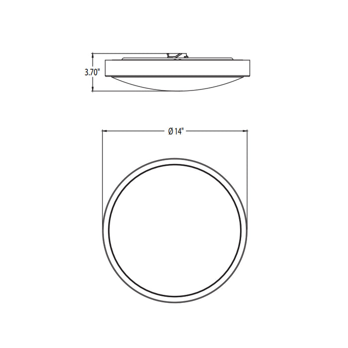 Juno FMLACL 14IN RD SWW5 90CRI Lacuna 14" Round LED Flush Mount, 2700K/3000K/3500K/4000K/5000K Switchable, up to 1511 Lumens, 120V, Brushed Aluminum
