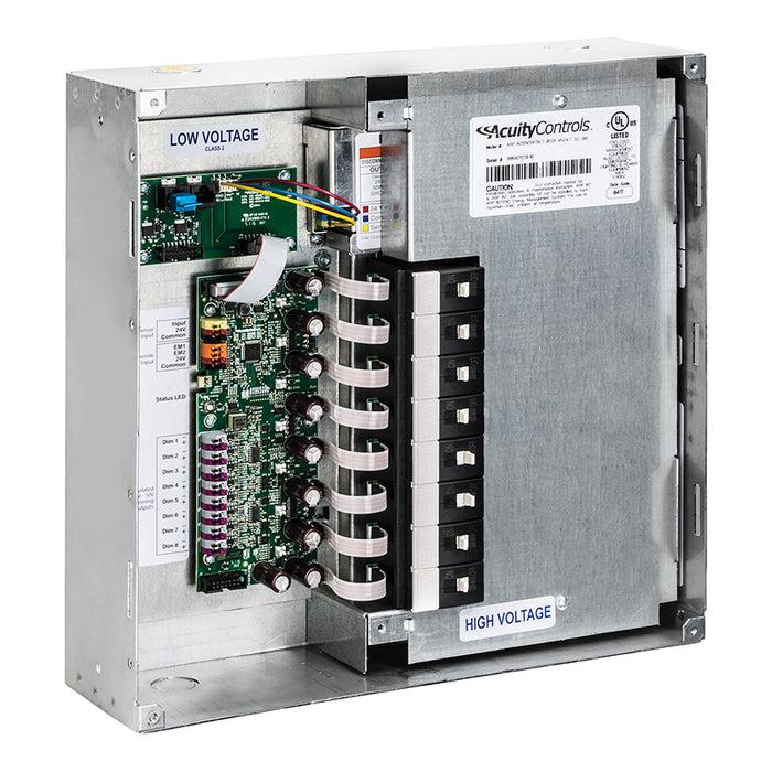 nLight ARP INTENC08 NLT 8FCR MVOLT 1VB SC SM Acuity Relay Panel, Include INT and ENC, 8-Relay Enclosure, 8-Field Configurable Relays, 120-277V, 1 Voltage Barrier, Screw Cover, Surface Mount
