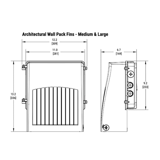Lumark AWP 100W/120W/150W LED Architectural Large Fins Wall Pack, 3CCT Selectable, 120-347V