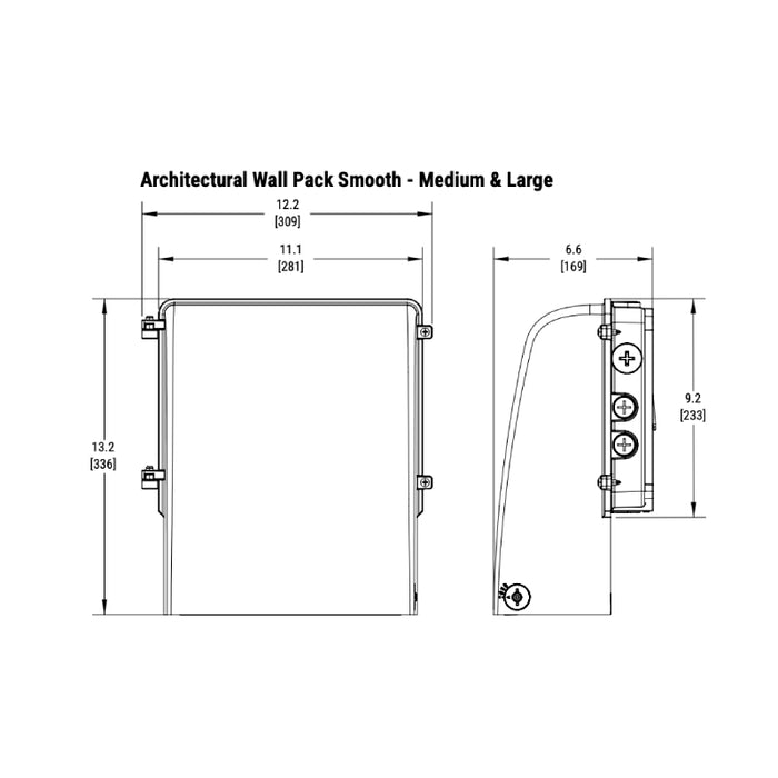 Lumark AWP 55W/65W/75W LED Architectural Medium Smooth Wall Pack, 3CCT Selectable, 120-347V